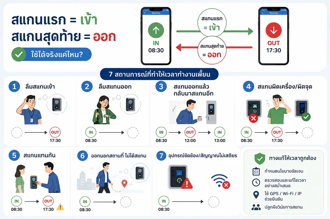 กฎ สแกนเข้า-ออกงาน ใช้ได้จริงแค่ไหน? 7 สถานการณ์ที่ทำให้เวลาทำงานเพี้ยน